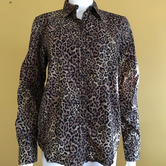 Chaps by Ralph Loren cheetah print button down - Picture 1 of 4